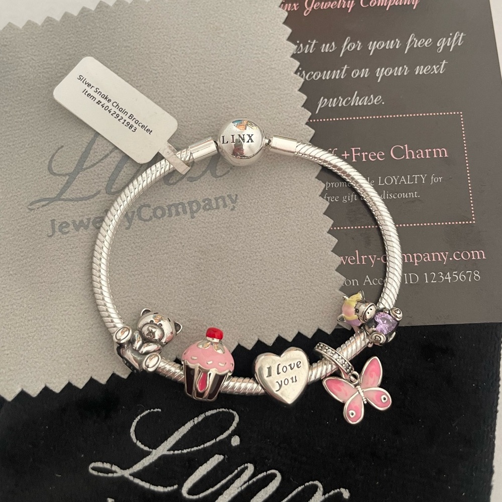 My First Charm Bracelet by Linx with 5 Linx Charms 925 sterling silver